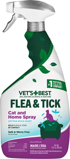 Vet's Best Flea & Tick Cat and Home Spray Cotton Spice Scent 32oz