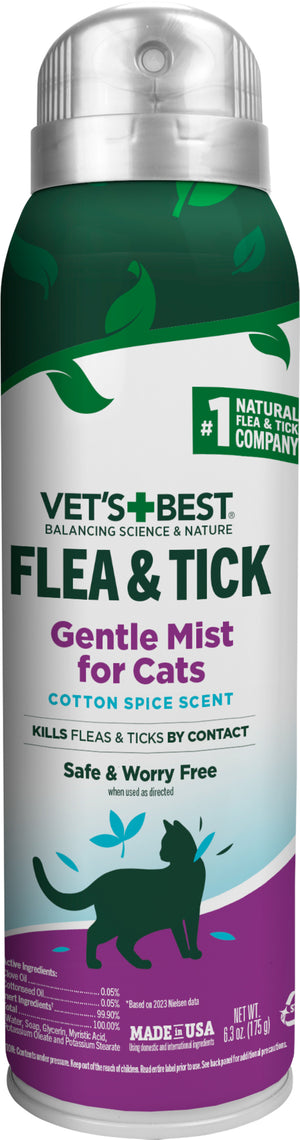 Vet's Best Flea & Tick Gentle Mist for Cats Cotton Spice Scent