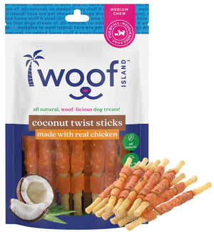 Coconut Dog Twist Premium Treats (with Real Chicken) 12 Pack